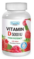 Vitamin D3 Jellies by YumV's | Vitamin D 5000 IU | Daily Dietary Supplement for Men and Women | Mixed Berry Flavor Chewable Jellies | Vegetarian, Gluten-Free, Kosher, Halal | 120 Count