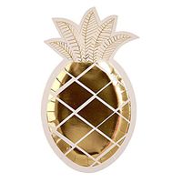 BESTOYARD Disposable Paper Plates Pineapple Shaped Party Supplies Gold Stamping Food Plate 8Pcs