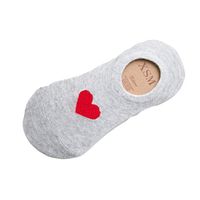 Clearance!!Swyss 1Pairs Color Heart Print Comfortable Breathable Cotton Slip Low Cut Sock Cute Socks (Gray)