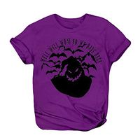 LONGDAY Women Happy Halloween Pumpkin T-Shirt Short Sleeve Fall Casual Shirt Top Costume Funny Tees Letters Print