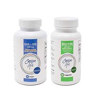 CARSON LIFE - Biotin Supplement (1 Bottle, 60 Tablets) Bundle with DHA & EPA Brain Supplement - (1 Bottle, 60 Capsules) - for Men & Women - Vitamin Promotes Hair Skin and Nails, Memory, Brain