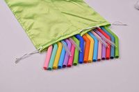 Reusable Straws Silicone Drinking Straws FDA and LFGB Approved 16 pcs 10" Extra Long Regular Size for 30/20oz Yeti/Ozark/Rtic Tumblers+4Pcs Brushes+ 2 Linen Pouch