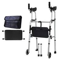 Walkers for Seniors with Seat Walker Old Man Standing Stand Disabled, Obese Patients Walking Frame Height Adjustable Rolling Walkers (Color : Silver, Size : #2)