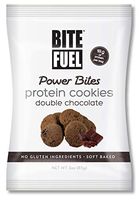 BITE FUEL Power Bites High Protein Cookies, Non GMO, Gluten Free, Low Carb - Double Chocolate Chip Cookies, 3 Oz (8 Pack)