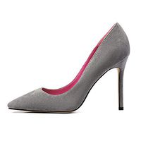 Sammitop Women's Suede Pumps Thin Heel Dress Shoes Pointed Toe Elegant Padded Insoles Shoes Gray US6.5