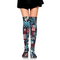 PengMin American Patriotic Text Sign Cotton Compression Socks for Women. Graduated Stockings for Nurses, Maternity, Travel, Flight,Varicose Veins,Running & Fitness, Calf Support.