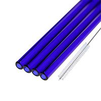 LanJing Glass Smoothie Straws 8mm x 7''- Reusable Drinking Straws with Cleaning Brush for Thick Smoothies, Bubble Tea and Milkshakes