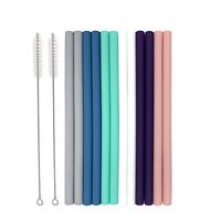 Senneny Set of 12 Silicone Drinking Straws for 30oz and 20oz Tumblers Yeti/Rtic- Reusable Silicone Straws BPA Free Extra Long with Cleaning Brushes- 12 Straight- 8mm diameter