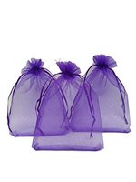 Ankirol 100pcs Sheer Organza Favor Bags 5x7'' for Wedding Bags Samples Display Drawstring Pouches (Purple)