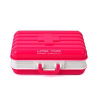 Portable Trunk Shaped Pill Case Box Travel Medication Carry Case - Daily Vitamin Organizer Boxes Outdoor Medicine Storage Organizer Container Cases (Rose)