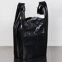 Carry-Out Plastic Bag-Black Plain T-Shirt Bag 11.5"x6.5"x21.5" 0.6 ML (Black, 300/Bags)