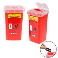 LIGONG Disposal Blade Container Portable Sharps Container Waste Blade Storage Box(Red)