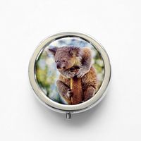 RhyNSky Animal Koala Mini Portable Pocket Pill Box Case Holder for Purse, 3 Compartments, Silvery, FS240