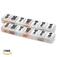 Weekly Pill Organizer - Pack of 2 - Pill Planner to Separate Pills & Vitamins Each Week, Medication Reminder Daily Monday to Sunday Compartments for Travel & Purse