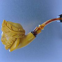 Master Carver A. Cevik Burnt Finish Zeus King of Gods 3/4 Bend Meerschaum Pipe M99030