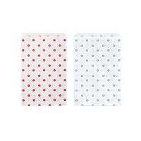 50 Bags Flat Plain Paper or Patterned Bags for Candy, Cookies, Merchandise, pens, Party Favors, Gift Bags (4" x 6", Mixed Polka Dot)