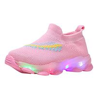 HebeTop Kids Boys Girls Breathable LED Light Up Flashing Sneakers for Children Shoes Pink