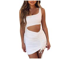 Eoeth Womens Sexy Strap Lace-up Cutout Tunic Dress Fashion Casual Lady Solid Color Tight Hip Bandage Cocktail Party