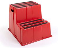 Displays2go Industrial Safety Step, 2 Non-Slip Textured Surface Tiers, HDPE Plastic — Red (FGHDS2RED)