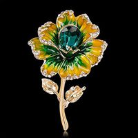 23X Fashion Flower Pattern Brooch Pin Crystal Pearl Women Collar Corsage jewelry Popular Novelty Party Woman Jewerly | Choose Style - #6 Glass flower-Yellow