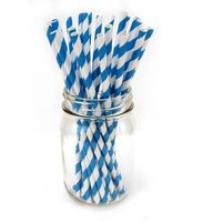 Striped Paper Straws - Navy Blue White - 7.75 Inches - 100 Pack - Outside the Box Papers Brand