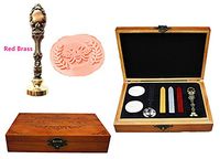 MNYR Bee Wreath Olive Luxury Wood Box Red Brass Metal Peacock Wedding Invitations Gift Cards Paper Stationary Envelope Seal Custom Logo Wax Seal Sealing Stamp Wax Stick Melting Spoon Wood Gift Box Kit