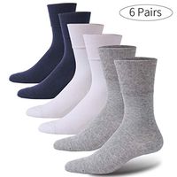 Forcool Non Binding Cushion Crew Dress Cotton Diabetic Socks for Men and Women, Large, 2 Pairs Gray&2 Pairs White&2 Pairs Navy Blue