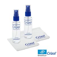 Glasses Cleaner | Eyeglass Cleaner- Crizal Lens Cleaner (2 oz) with Crizal 7" x 5 3/4" Microfiber Cloth. #1 Doctor Recommended Eye Glass Cleaner for All Anti Reflective Lenses-2 Pack