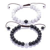 Yeegor Men Women Double Layers 8mm Lava Rock Stone Aromatherapy Essential Oil Diffuser Bracelet Braided Rope Natural Stone Yoga Beads Bracelets(Style C)