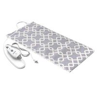 Pure Enrichment PureRelief Express Designer Series Electric Heating Pad - Fast-Heating with 4 Heat Settings, Machine-Washable Fabric and 2-Hour Auto Safety Shut-Off - Gray Trellis (12” x 24”)