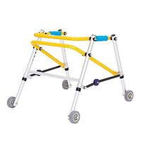 Walkers Child Lower Limb Rehabilitation Trainer Height Adjustable 4 Wheel Aluminum Frame Portable Gift (Color : Yellow, Size : 56cm)