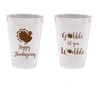 Thanksgiving Frost Flex Plastic Cups - Gobble Till You Wobble