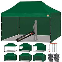 ABCCANOPY Canopy Tent Popup Canopy 10x15 Pop Up Canopies Commercial Tents Market stall with 6 Removable Sidewalls and Roller Bag Bonus 4 Weight Bags and 10ft Half Wall, Forest Green