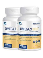 Ocean Blue Omega 3 2100 - Olcenic Blend - 120 Count - 2 Pack - Natural Orange Flavor - No Fishy Aftertaste or Burps - Heart Health - Cholesterol - Eye & Brain Support - Natural Flavor - No Indigestion