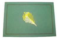 Gold Embossed Blank Notecards ~ Peacock Feather on Green (6 Cards, White Envelopes)