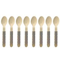 Amosfun 8 Pcs Wooden Cutlery Disposable Spoons Fork Knives Eco-friendly Utensil for Party Serving Wedding Christmas Birthday
