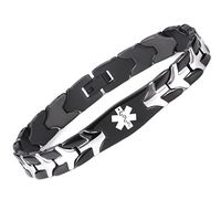 Fashion Flying Fish Stainless Steel Black Medical Alert id Bracelets with Free Engraving(6.5)