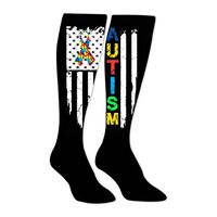 SHNeiy Funny Autism Awareness American Flag Adult 3D Pattern Long Stocking Soccer Sports Crew Tube Socks