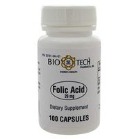 Folic Acid 20mg 100 Capsules - 3 Pack - Bio-Tech Pharmacal