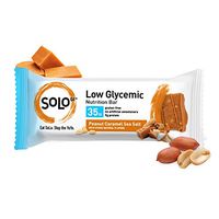 Solo Nutrition - Peanut Caramel Sea Salt - Weight Management Nutrition Bars, Low GI, Gluten Free Snack Bars, Low Glycemic with 7-9 Grams of Protein, 1.41oz (40g) Per Bar (1 Box of 6 Bars)