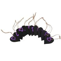 FENICAL Mini Wooden Gift Price Tag Purple Heart Shaped Hanging Price Tags 10pcs