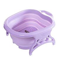 Collapsible Foot Tub Portable Foldable Feet Relax Spa Massage Rollers Plastic Basin Pot Tub Large Heightening Footbath Folding Barrel Outdoors Camping (Purple)