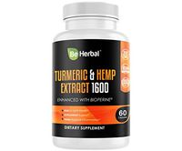 BE HERBAL Turmeric Curcumin with Hemp Oil Extract and Bioperine 1600mg. Joint Pain Relief, Anti Inflammatory, Anti Anxiety, Stress and Sleep Support Supplement with 95% Curcuminoids and Black Pepper
