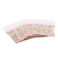 LIUCM Cute Candy Bags Biscuit Bag 100 Pcs/Pack Self Adhesive Pink Flowers Rose Sweet Gift Bag Cookies Packing Pouch 7x7CM