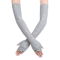 ECHERY Long Lace Floral Half Finger Sunscreen Arm Cooling Protective Sleeves for Men/Women Outdoor Activities UV Skin Protection