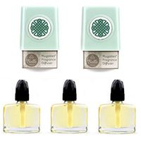 2 Plugables Sea Glass Electric Scented Oil Diffuser Home Fragrancers with 3 (Cotton Clouds) Aroma Oils