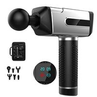 Handheld Massage Gun 20 Speeds Touch Screen Adjustment LCD Display 6 Massage Heads Deep Tissue Ultra-Quiet Portable Massage Device (Silver)