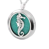 chaomingzhen Essential Oil Necklace Aromatherapy Diffuser Pendant Pad Seahorse Round Kids Boy Picture Locket for Women