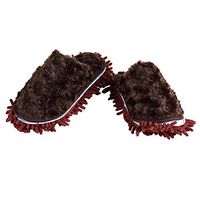 Microfiber Slipper for Men, Detachable Dust Mop Slipper Soft Washable Floor Dusting Slipper Shoe House Cleaning Tool - Coffee