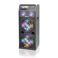Passive Tower PA Speaker System - High Powered 1000W  Disco Jam Outdoor Portable Sound Speakers w/ Dual 10" Subwoofer, 3" Tweeter, LED DJ Lights - 35mm Stand Mount, Handles - Pyle Pro PSUFM1040P